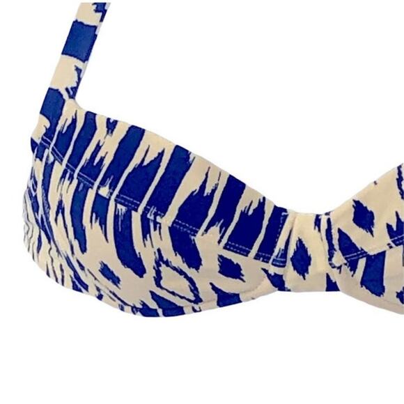 J. Crew Blue & White Underwire Bikini Top 34C – Sweetheart Halter EUC - Picture 6 of 15